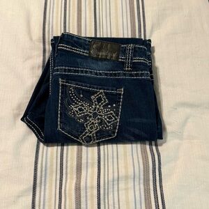 Soundgirl Dark Blue Embellished Boot Cut Jeans